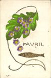CPA Fantaisie Fleurs Poisson 1er Avril