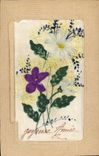 CPA Fantaisie (dessin a la main) Fleurs (sur toile)
