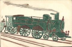 CPA Fantaisie (dessin a la main) Train