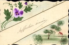 CPA Fantaisie (dessin a la main) Fleurs