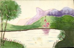 CPA Fantaisie (dessin a la main) Village