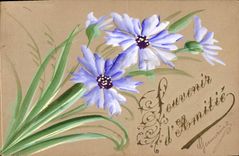 CPA Fantaisie (dessin a la main) Fleurs