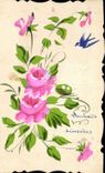 CPA Fantaisie (dessin a la main) Fleurs