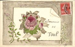 Vintage Postcard Fantasy (drawing has the hand) Toul Flowers