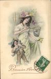 Vintage Postcard Fantasy Child wife Poisson April 1st
