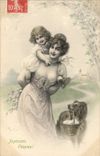 Vintage Postcard Fantasy Child wife Easter Dog