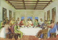 CPM Fantaisie Santa Cena Christ (décor en relief)