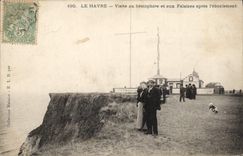 Vintage Postcard Le Havre Visits with the Semaphore and cliffs after the crumbling