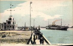 CPA Le Havre La jetee et le semaphore Bateau