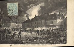CPA Militaria Defense de Chateaudun Combat sur la place 