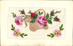 CPA Fantaisie Toilee Fleurs 