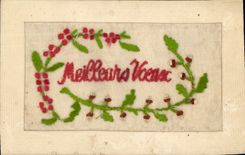 CPA Fantaisie Toilee Fleurs 