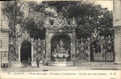 Vintage Postcard Nancy Places Stanislas Fontaine of Amphitrite Grills of Jean Lamour