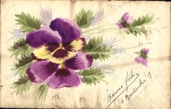 CPA Fantaisie (dessin a la main) Fleurs 