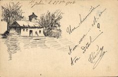CPA Fantaisie (dessin a la main) Maison 