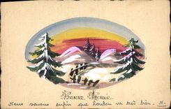 CPA Fantaisie (dessin a la main) Alpages 