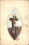 Vintage Postcard Fantasy (drawing has the hand) Storks