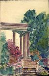 CPA Fantaisie (dessin a la main) Jardins 
