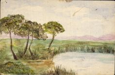 CPA Fantaisie (dessin a la main) Paysage 