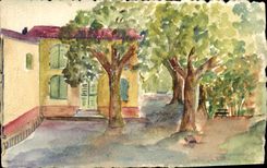 CPA Fantaisie (dessin a la main) Arbres 