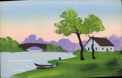 CPA Fantaisie (dessin a la main) Paysage 