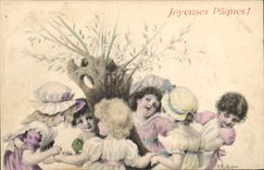 CPA Fantaisie Enfants Paques 