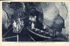 Vintage Postcard Cave Caves of Betharram the unloading dock of the river Boat