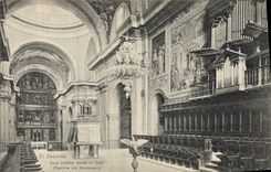 Vintage Postcard Organ El Escorial Vista interior desde el Coro Basilica del Monasterio