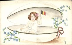 CPA Fantaisie (dessin a la main) Enfant Drapeau Belge