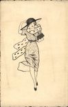CPA Fantaisie (dessin a la main) Femme