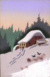 CPA Fantaisie (dessin a la main) Maison dans la neige