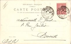 Vintage Postcard Fantasy (drawing has the hand) Woman Dog