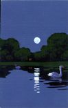 Vintage Postcard Fantasy (drawing has the hand) Swan