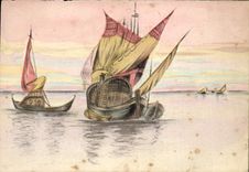 CPA Fantaisie (dessin a la main) Bateaux