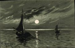 CPA Fantaisie (dessin a la main) Bateaux