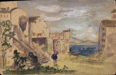 CPA Fantaisie (dessin a la main) Ville