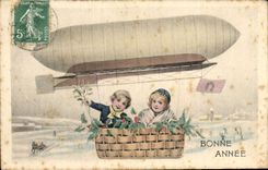 CPA Fantaisie Enfants Zeppelin Dirigeable 