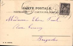 Vintage Postcard Fantaisie Woman Pig Pig Fishes