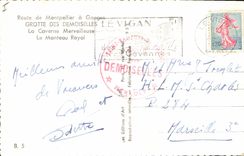 Postal Carretera de Montpellier a Ganges Gruta de las señoritas la caverna milagrosa el abrigo Real Grutas