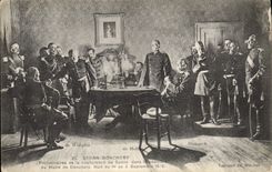Vintage Postcard Militaria War of 1870 Sedan Donchery Preliminaries of the capitulation of Sedan in the room of the mayor of Donchery