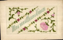 CPA Fantaisie Toilee Fleurs 