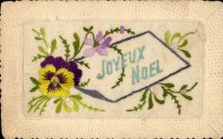 CPA Fantaisie Toilee Fleurs Noel