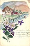CPA Fantaisie (dessin a la main) Village Fleurs 