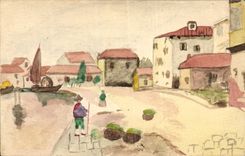 CPA Fantaisie (dessin a la main) Village 