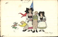 CPA Fantaisie (dessin a la main) Enfants Alsace Paulette Bargas 