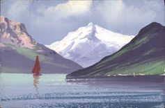 CPA Fantaisie (dessin a la main) Paysage Montagne 