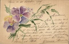 CPA Fantaisie (dessin a la main) Fleurs 