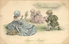 CPA Fantaisie Enfants Paques 