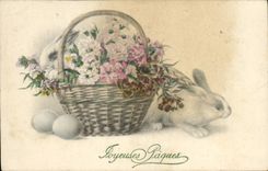 Vintage Postcard Fantasy Rabbits