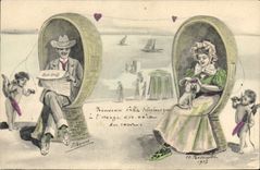 Vintage Postcard Fantasy Woman Angels Angels